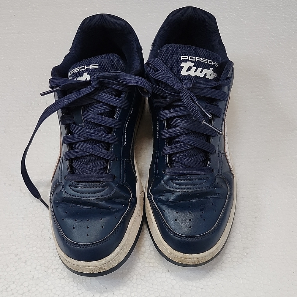 Puma Men's Navy and White Low-Top Sneakers Porche Model